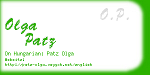 olga patz business card